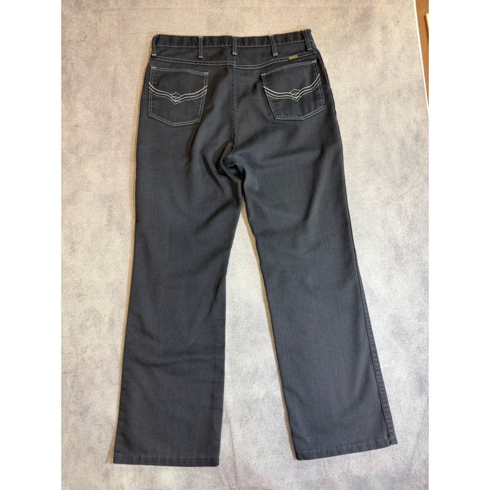 Vintage Maverick Mens Black Workwear Pants Straight Leg USA check photos 35x30 - Picture 2 of 8